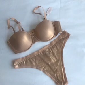Victoria’s Secret gold Bra and Thong set